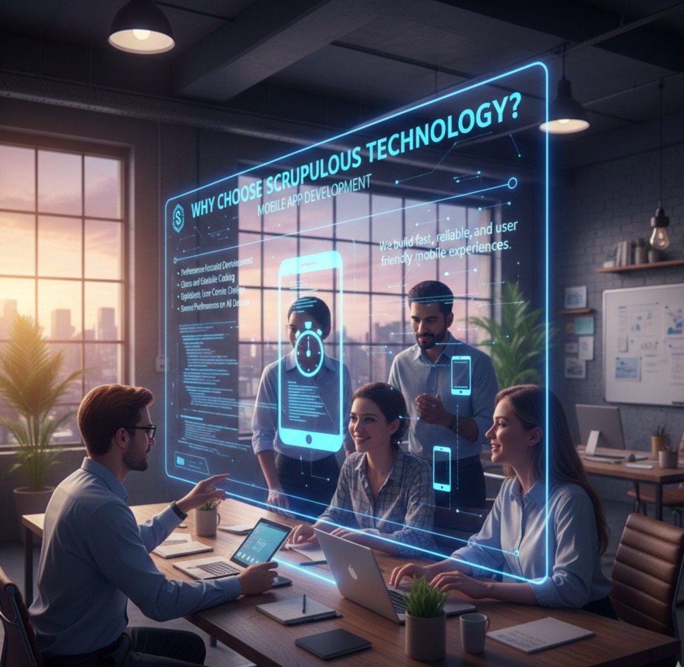 Scrupulous Technology delivers fast, reliable mobile app development with clean code, optimized design, and smooth performance across all devices.