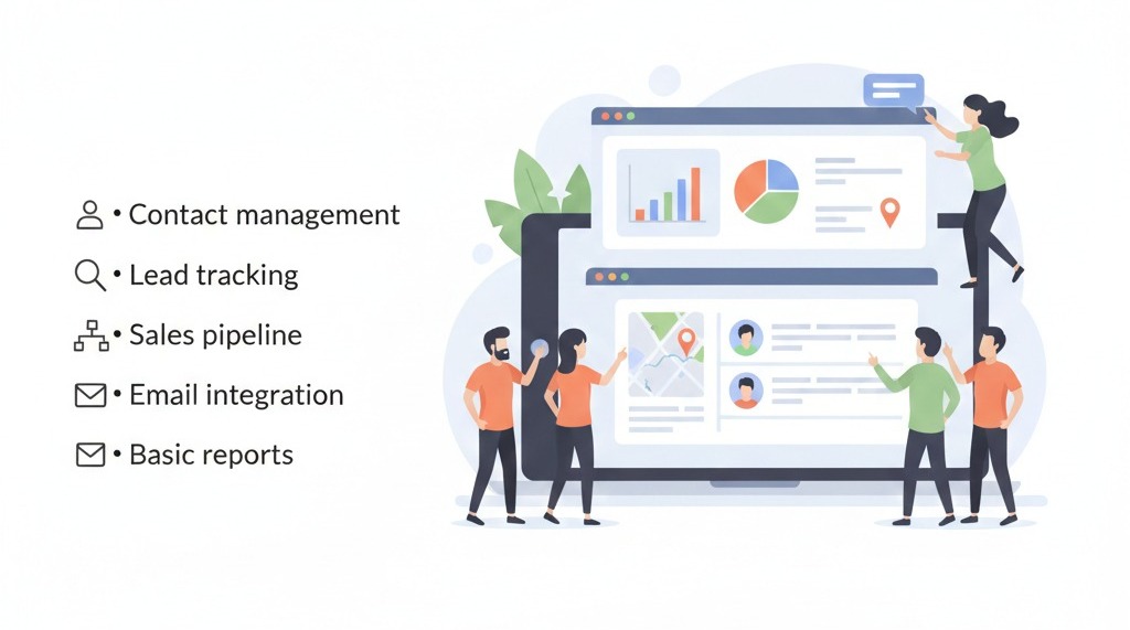 Ready-made CRM by Scrupulous Technology offers contact management, lead tracking, sales pipeline, email integration, and basic reports in one system.