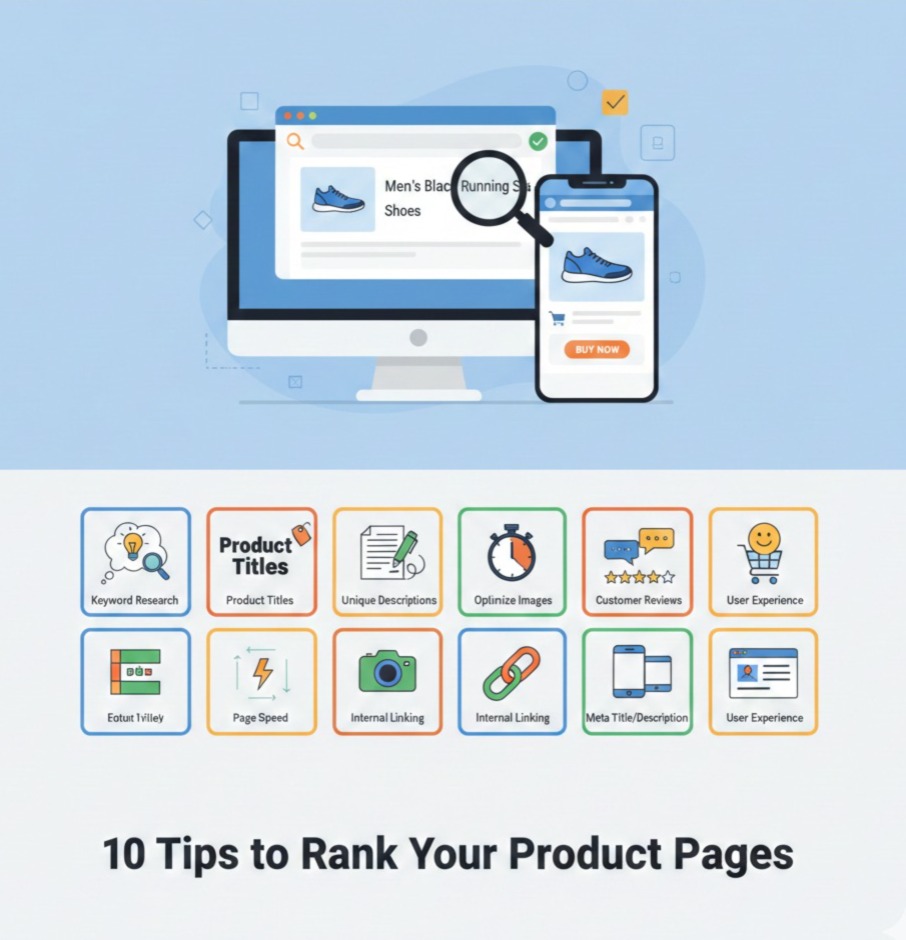 Scrupulous Technology shares tips to rank product pages with SEO, keywords, fast speed, mobile design, and better user experience for higher sales.