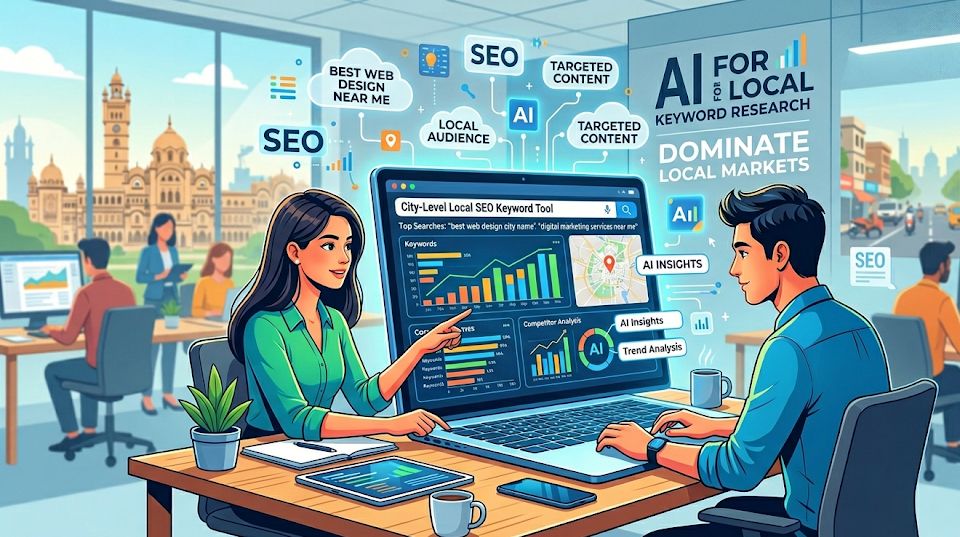 Scrupulous Technology using AI tools for local keyword research to help businesses rank higher and reach nearby customers searching online services in Vadodara