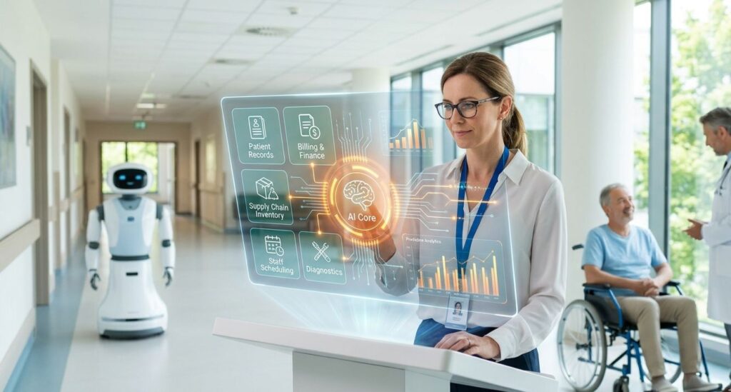 AI ERP in healthcare by Scrupulous Technology helps hospitals automate tasks, analyze data, improve decisions, and enhance patient care efficiently.