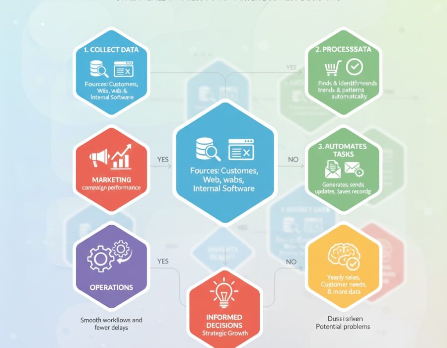 Scrupulous Technology AI workflow turning raw data into automated insights and business predictions.