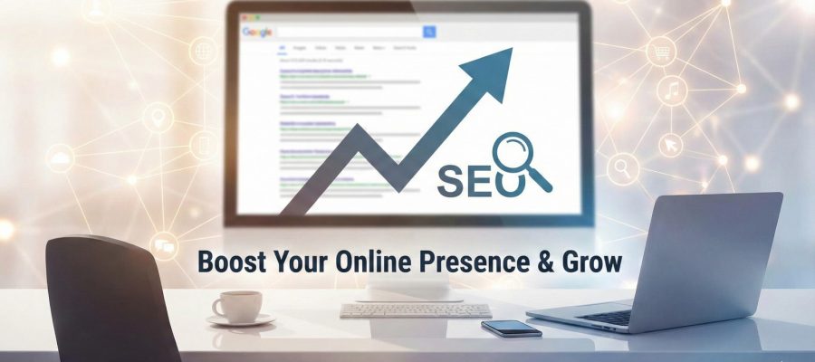 Scrupulous Technology infographic detailing How SEO Works: Keyword Research, On-Page SEO, Technical SEO, Content Marketing, and Link Building.