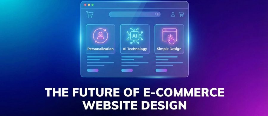 Graphic illustrating the future of smart e-commerce web design services by Scrupulous Technology.