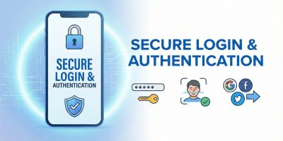 Secure mobile app login interface with Face ID and password protection by Scrupulous Technology.