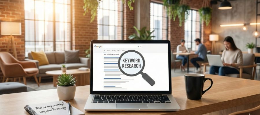 SEO keyword strategy by Scrupulous Technology designed to increase website traffic and enquiries.